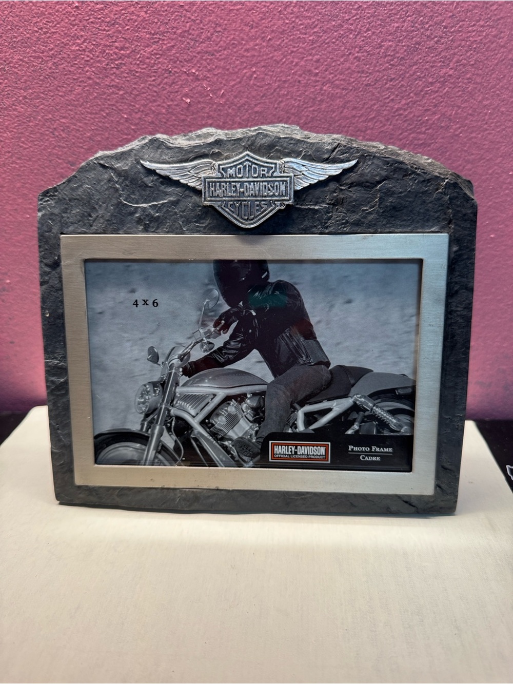 Harley-Davidson Black and Silver Slate-Style Picture Frame